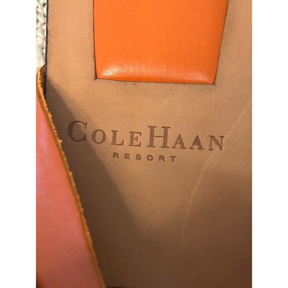 Cole Haan Resort Orange Knotted Top Slip On Leather Sandals Size 7B - Picture 3 of 10